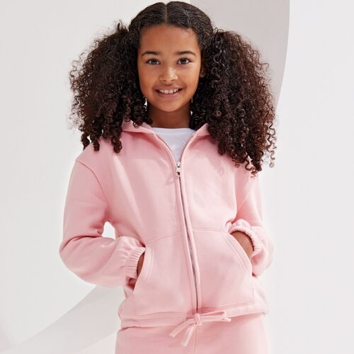 Kids recycled cropped oversize full-zip hoodie Thumbnail