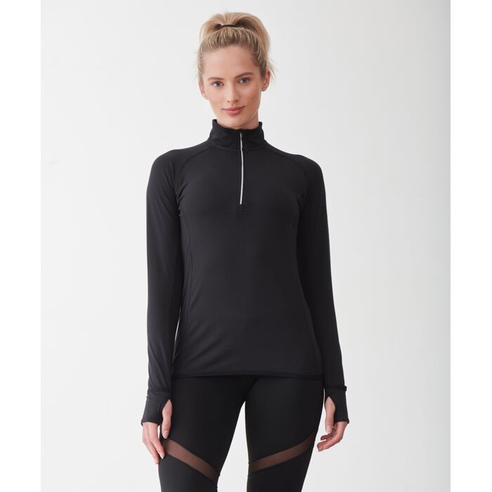 Ladies Long Sleeve Zip Neck Performance Top Thumbnail