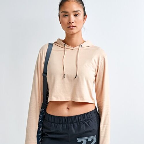 Women's Cropped Hooded Long Sleeve T-Shirt Thumbnail